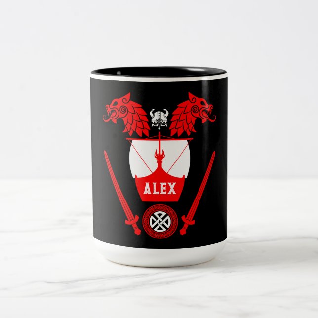 Viking Norsemen Two-Tone Coffee Mug (Center)