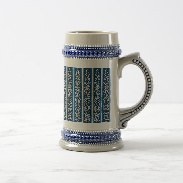 Viking Pattern Blue Beer Stein (Right)