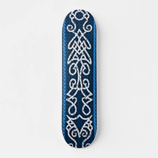 Viking Pattern Blue Skateboard (Front)