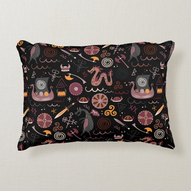 Viking pattern seamless design graphic decorative cushion (Front)