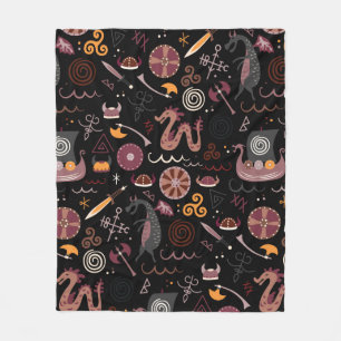 Viking pattern seamless design graphic fleece blanket