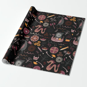 Viking pattern seamless design graphic wrapping paper