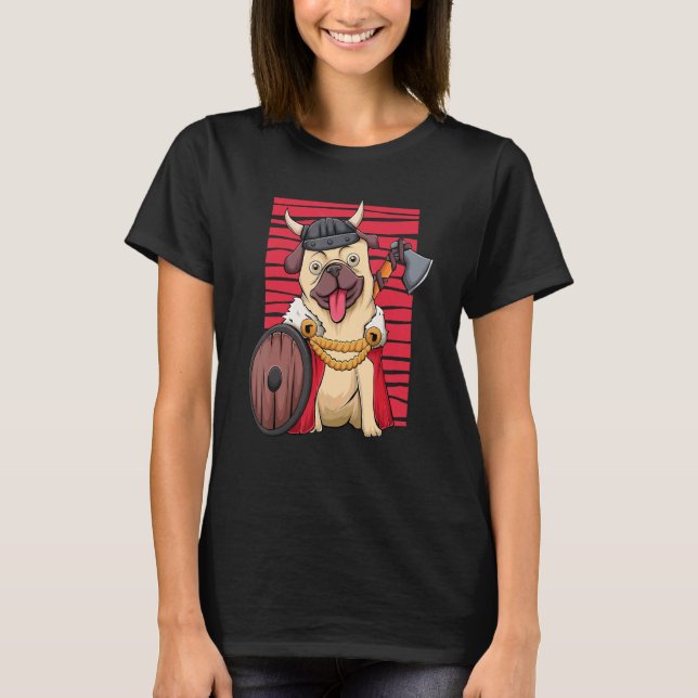Viking Pug Dog T-Shirt (Front)
