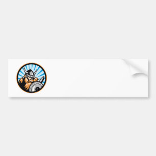 Viking Raider Barbarian Warrior Retro Bumper Sticker