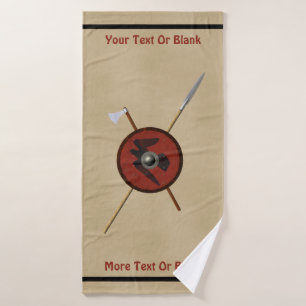 Viking Raven Shield And Weapons Bath Towel Set