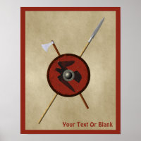 Viking Raven Shield And Weapons