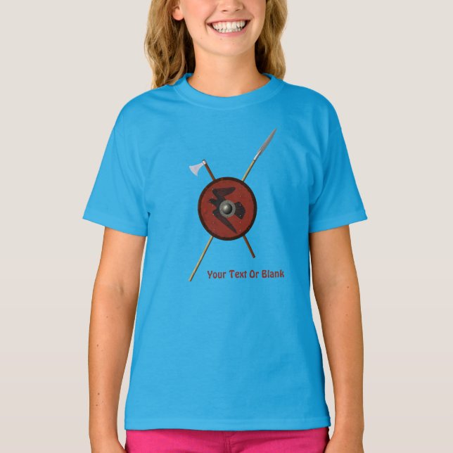 Viking Raven Shield And Weapons T-Shirt (Front)