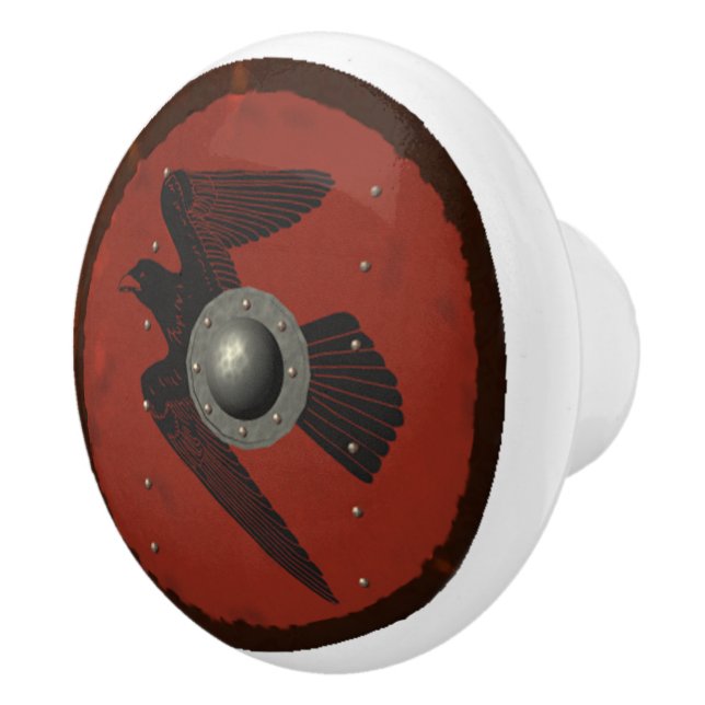 Viking Raven Shield Ceramic Knob (Right)