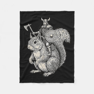 Viking Riding Squirrel Funny Warrior Art  Fleece Blanket