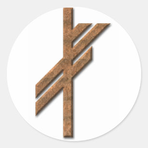 Viking rune - luck - rust classic round sticker