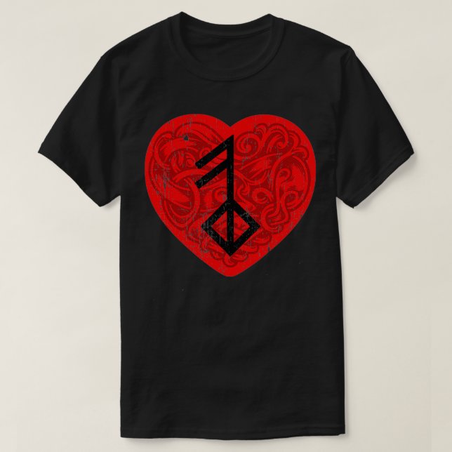 Viking Rune Symbol For Love Ancient Norse Runic He T-Shirt (Design Front)