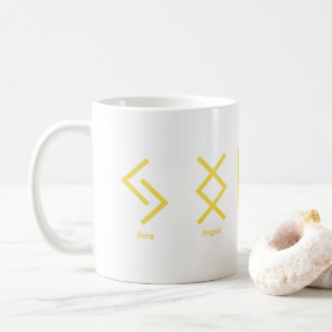 Viking Runes Norse Mythology Yellow Geometric Coffee Mug