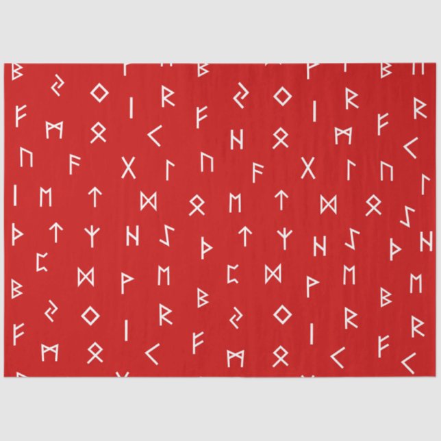 Viking Runes on Red Background Tissue Paper (Front)