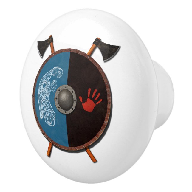 Viking Shield and Axes Ceramic Knob (Right)