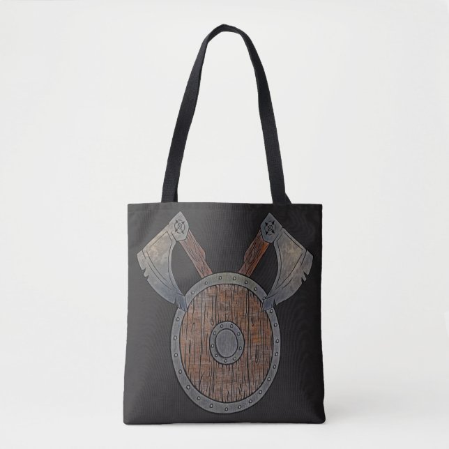 Viking Shield & Axes All-Over-Print Tote (Front)