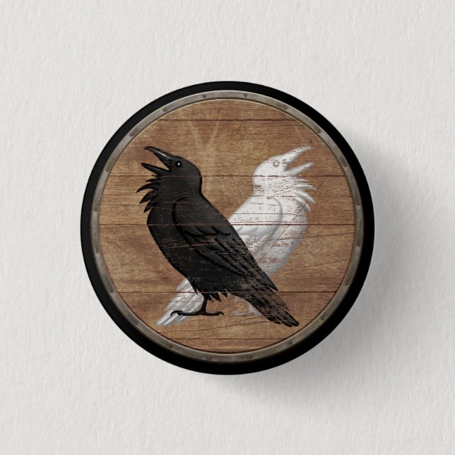 Viking Shield Button - Odin's Ravens (Front)