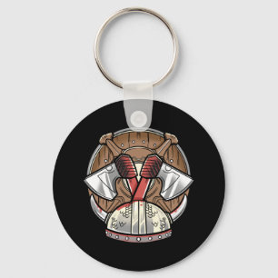 Viking Shield Cartoon Logo Key Ring