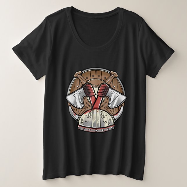 Viking Shield - Cartoon Logo Plus Size T-Shirt (Design Front)