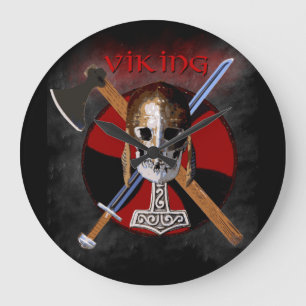 VIKING - Shield Skull Clock