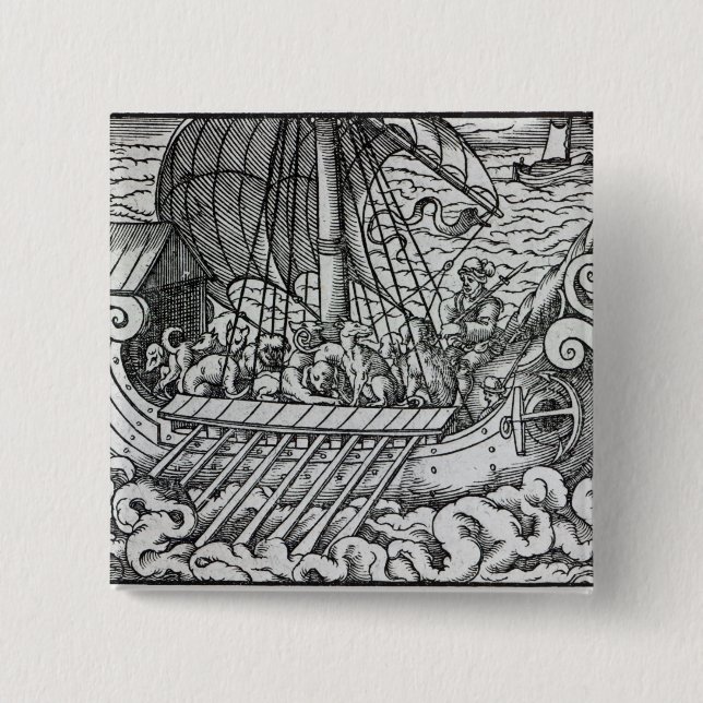 Viking Ship 15 Cm Square Badge (Front)
