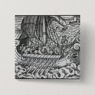 Viking Ship 15 Cm Square Badge