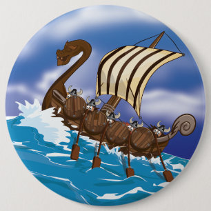 Viking Ship 6 Cm Round Badge