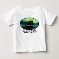 Viking Ship And Northern Lights