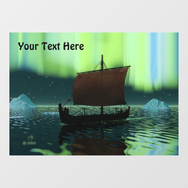 Viking Ship And Northern Lights Card (Sheet)
