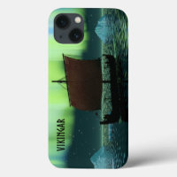 Viking Ship And Northern Lights