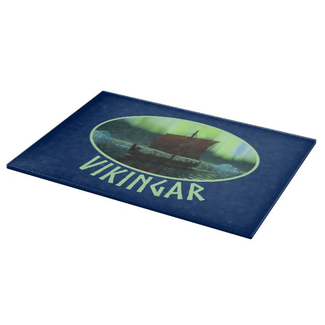 Viking Ship And Northern Lights Cutting Board (Corner)