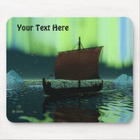 Viking Ship And Northern Lights
