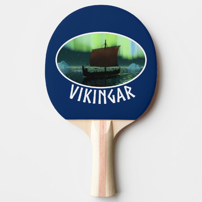 Viking Ship And Northern Lights Ping Pong Paddle (Front)