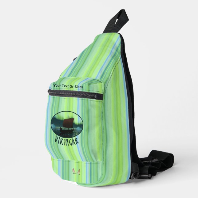 Viking Ship And Northern Lights Sling Bag (Right Corner)