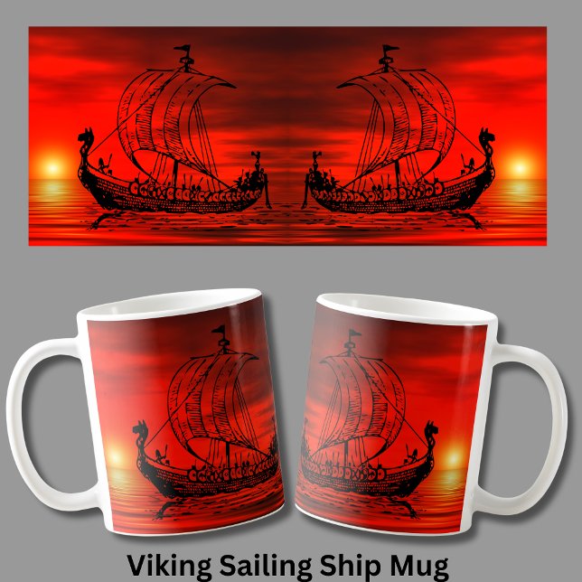 Viking Ship at Sunset on Red Sea Coffee Mug (Creator Uploaded)