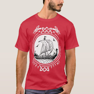 Viking Ship Boat Runes Wikinger Vikings  T-Shirt