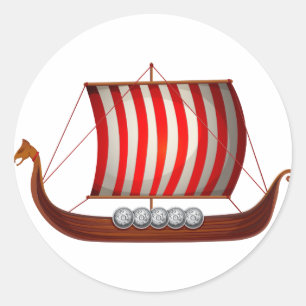 Viking ship classic round sticker