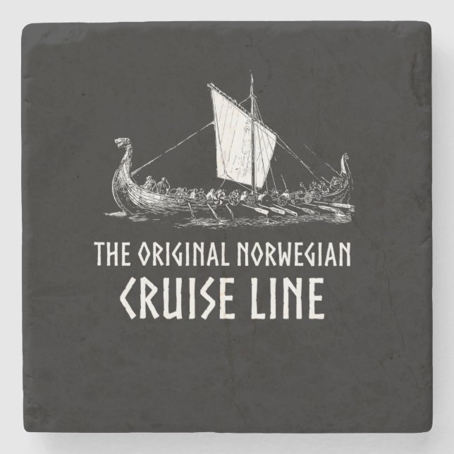 Viking Ship Cruise Line Odin And Valhalla Stone Coaster (Front)