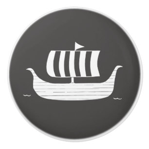 Viking ship/longboat with custom background colour ceramic knob