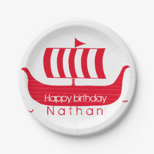 Viking ship/longboat with custom color paper plate