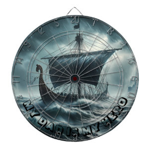 VIKING SHIP - MY Dad is my hero, customizable Dartboard