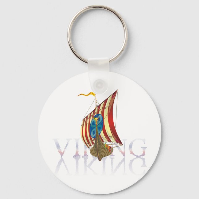 Viking ship reflecting on mysterious water key ring (Front)