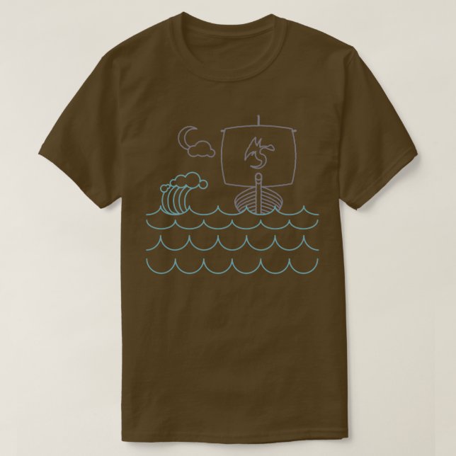 Viking Ship Rough Sea T-Shirt (Design Front)