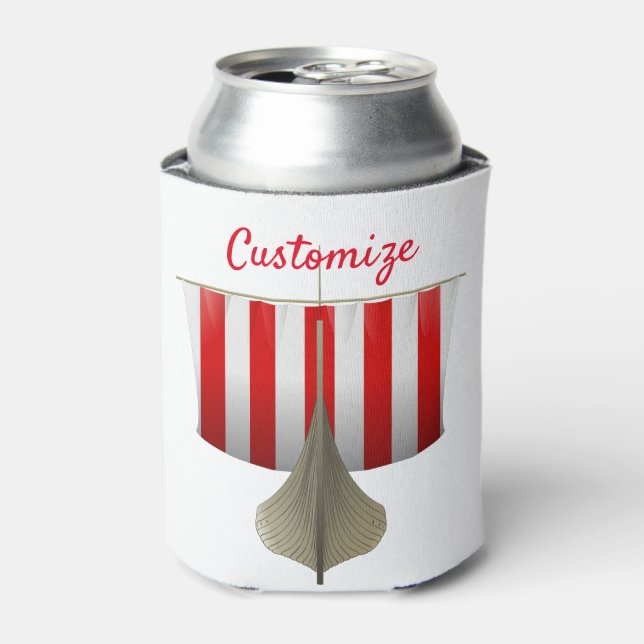 Viking Ship Sailing Thunder_Cove Can Cooler (Can Front)