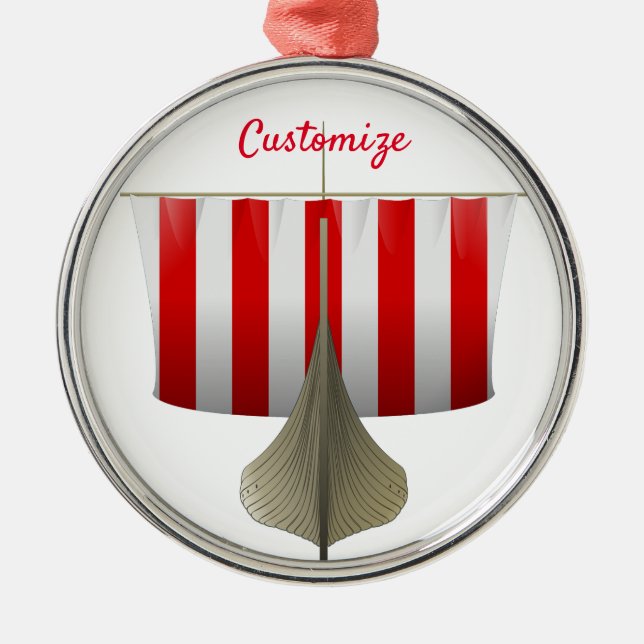 Viking Ship Sailing Thunder_Cove Metal Tree Decoration (Front)