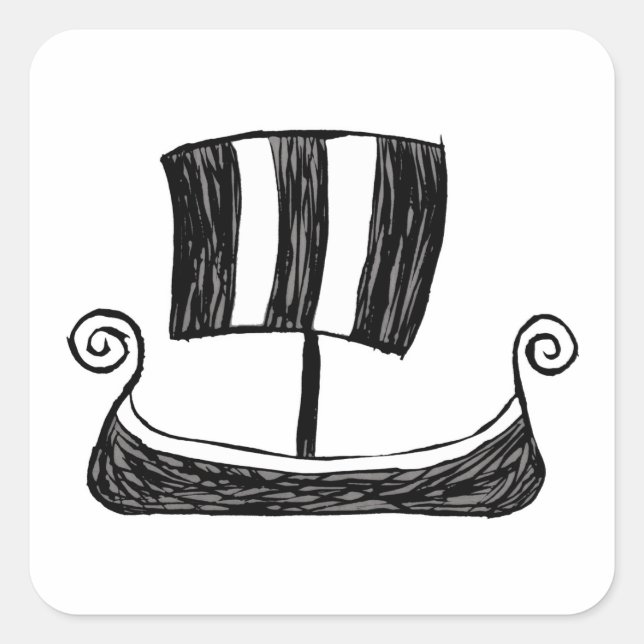 Viking Ship Square Sticker (Front)
