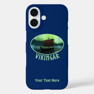 Viking Ship Under Northern Lights iPhone 16 Case