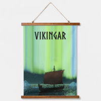 Viking Ship Under Northern Lights