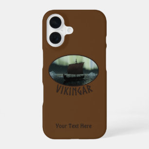 Viking Ship Under Northern Lights iPhone 16 Case