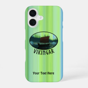 Viking Ship Under Northern Lights iPhone 16 Case