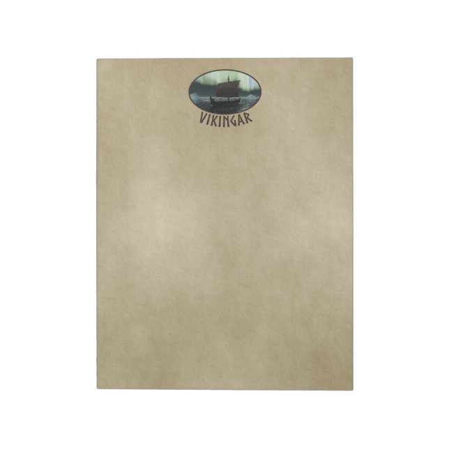 Viking Ship Under Northern Lights Notepad (Rotated)